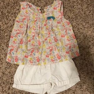 Zara baby girl floral top and white shorts